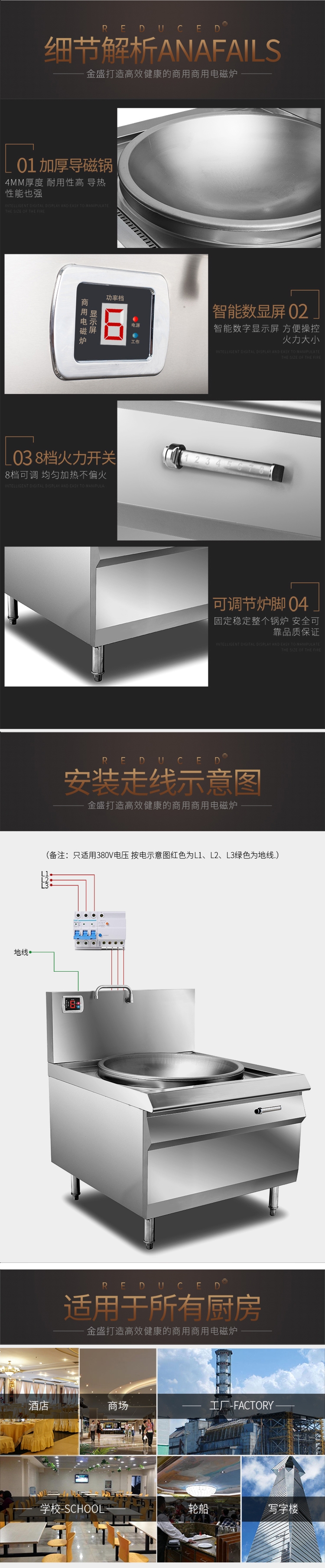 商用大功率電磁爐凹面15kw食堂學校專用猛火灶電炒爐灶_09